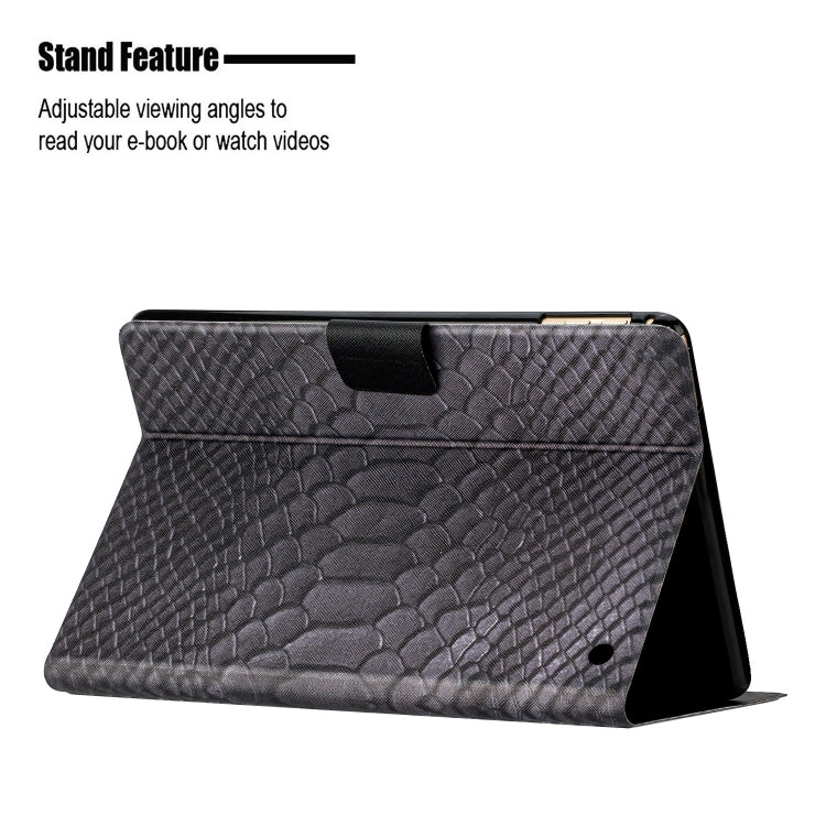 For Amazon Kindle Fire HD 10 2021 Solid Color Crocodile Texture Leather Smart Tablet Case(Black) - Amazon by PMC TechLife | Online Shopping South Africa | PMC TechLife | Buy Now Pay Later Mobicred
