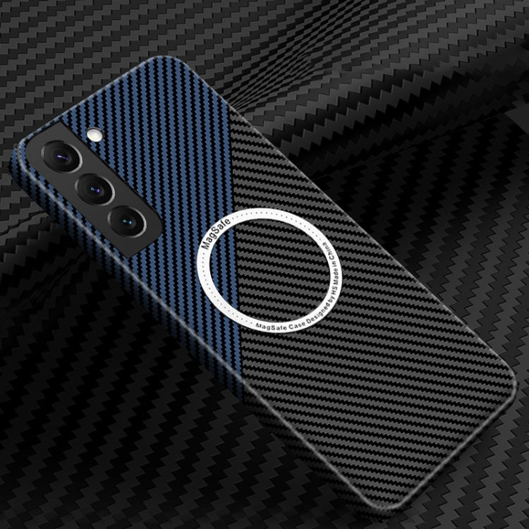 For Samsung Galaxy S23 5G Carbon Fiber Texture MagSafe Magnetic Phone Case(Black Blue) - Galaxy S23 5G Cases by PMC Jewellery | Online Shopping South Africa | PMC Jewellery