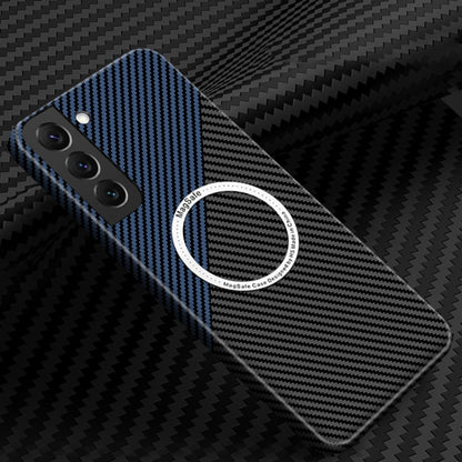 For Samsung Galaxy S23 5G Carbon Fiber Texture MagSafe Magnetic Phone Case(Black Blue) - Galaxy S23 5G Cases by PMC Jewellery | Online Shopping South Africa | PMC Jewellery