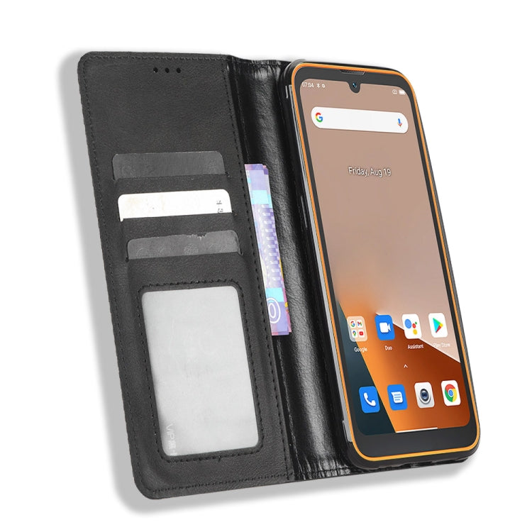 For Blackview BV5200 Magnetic Buckle Retro Texture Leather Phone Case(Black) - More Brand by PMC TechLife | Online Shopping South Africa | PMC TechLife