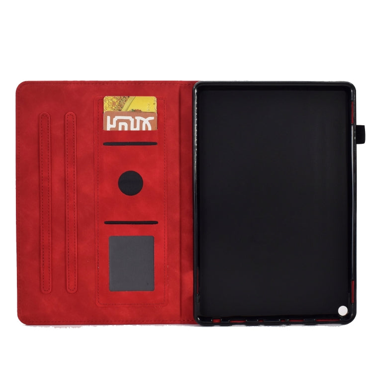 For Amazon Kindle Fire HD10 2021 Tower Embossed Leather Smart Tablet Case(Red) - Amazon by PMC TechLife | Online Shopping South Africa | PMC TechLife | Buy Now Pay Later Mobicred