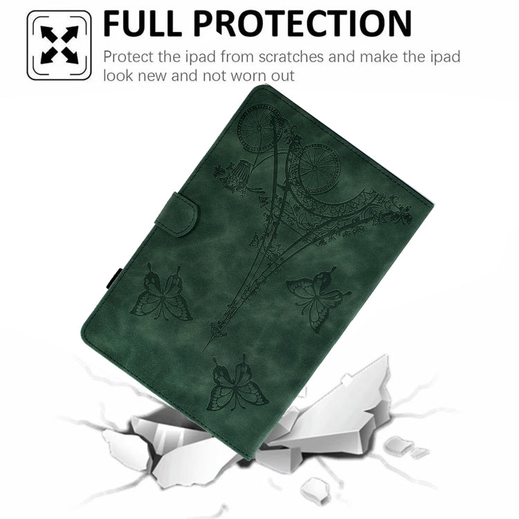 For Amazon Kindle Fire HD10 2021 Tower Embossed Leather Smart Tablet Case(Green) - Amazon by PMC TechLife | Online Shopping South Africa | PMC TechLife | Buy Now Pay Later Mobicred
