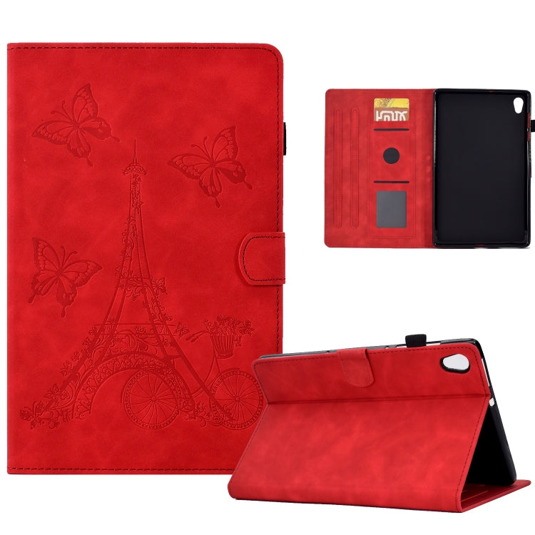 For Lenovo Tab M10 Gen 2 Tower Embossed Leather Smart Tablet Case(Red) - Lenovo by PMC TechLife | Online Shopping South Africa | PMC TechLife | Buy Now Pay Later Mobicred