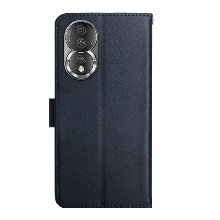 For Honor 80 HT02 Genuine Leather Fingerprint-proof Flip Phone Case(Blue) - Honor Cases by PMC TechLife | Online Shopping South Africa | PMC TechLife | Buy Now Pay Later Mobicred