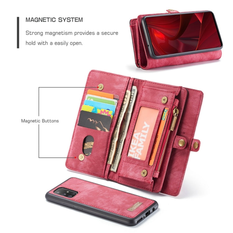 For Galaxy A51 4G CaseMe-008 Detachable Multifunctional Horizontal Flip Leather Case with Card Slot & Holder & Zipper Wallet & Photo Frame(Red) - Galaxy Phone Cases by CaseMe | Online Shopping South Africa | PMC Jewellery | Buy Now Pay Later Mobicred