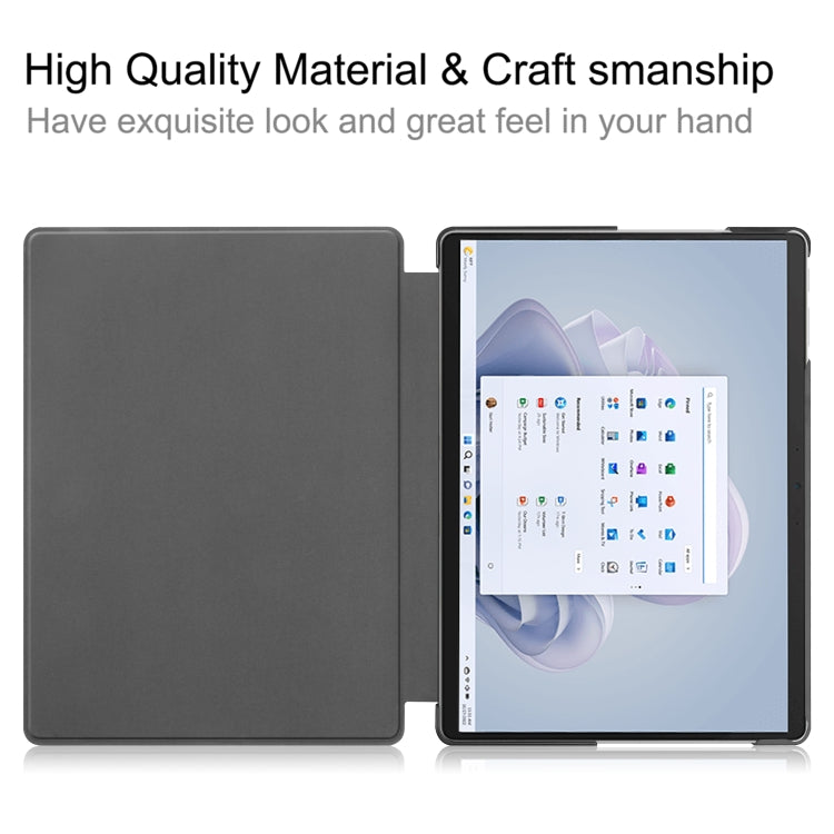 For Microsoft Surface Pro 9 Custer Painted 3-Fold Holder Leather Tablet Case(Retro Tower) - Microsoft by PMC TechLife | Online Shopping South Africa | PMC TechLife | Buy Now Pay Later Mobicred