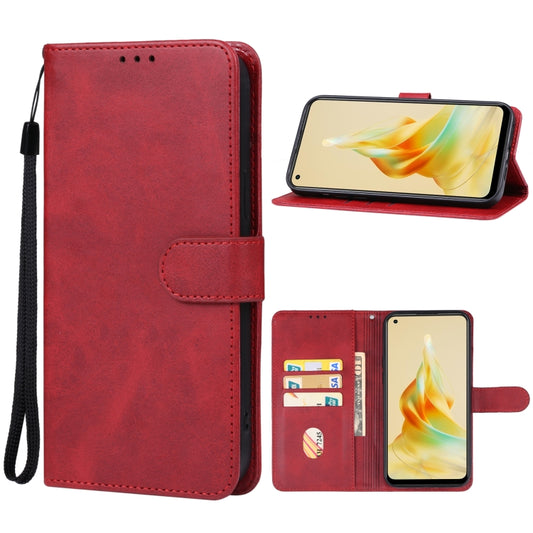 For OPPO Reno8 T 4G / CPH2481 Leather Phone Case(Red) - OPPO Cases by PMC Jewellery | Online Shopping South Africa | PMC Jewellery | Buy Now Pay Later Mobicred