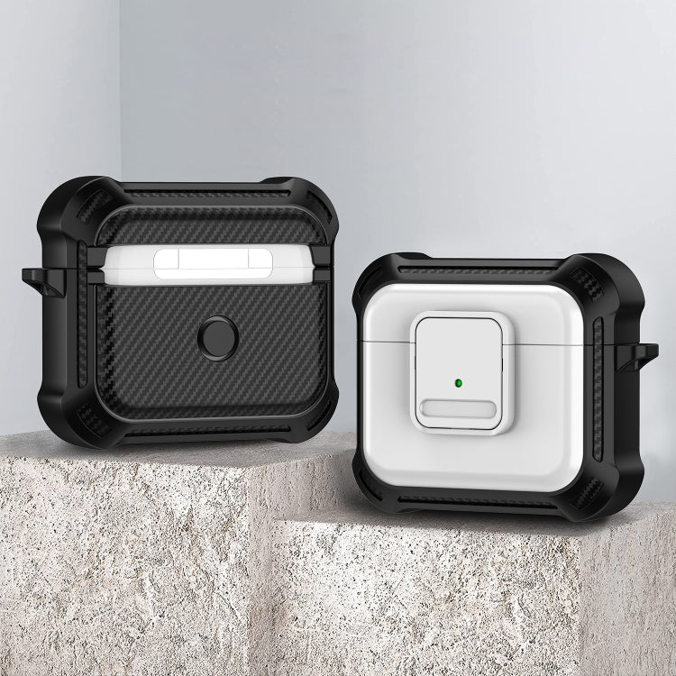 For AirPods 3 TPU + PC Shockproof Earphone Protective Case with Switch(White) - For AirPods 3 by PMC Jewellery | Online Shopping South Africa | PMC Jewellery | Buy Now Pay Later Mobicred