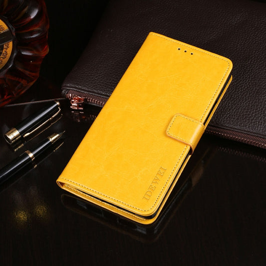 For Blackview A60 Pro idewei Crazy Horse Texture Horizontal Flip Leather Case with Holder & Card Slots & Wallet(Yellow) - More Brand by idewei | Online Shopping South Africa | PMC Jewellery | Buy Now Pay Later Mobicred