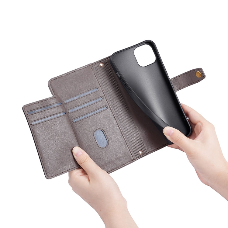 For OnePlus 11 Sheep Texture Cross-body Zipper Wallet Leather Phone Case(Grey) - OnePlus Cases by PMC TechLife | Online Shopping South Africa | PMC TechLife | Buy Now Pay Later Mobicred