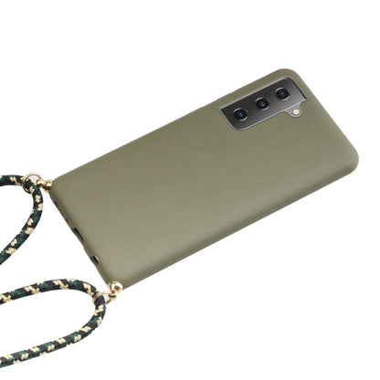 For Samsung Galaxy S23 FE 5G Wheat Straw Material + TPU Phone Case with Lanyard(Army Green) - Galaxy S23 FE 5G Cases by PMC Jewellery | Online Shopping South Africa | PMC Jewellery