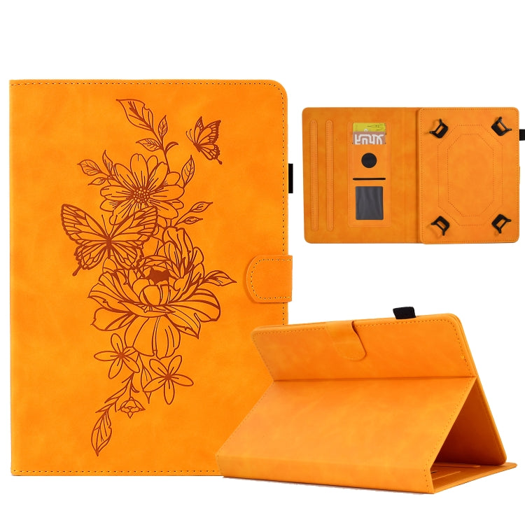 For 7 inch Tablets Peony Butterfly Embossed Leather Tablet Case(Khaki) - free shipping - PMC TechLife - Order now!