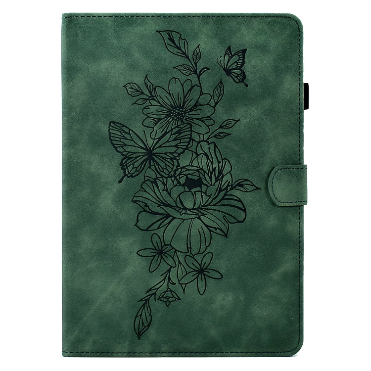For Amazon Kindle Fire HD8 2022 Peony Butterfly Embossed Leather Smart Tablet Case(Green) - Amazon by PMC TechLife | Online Shopping South Africa | PMC TechLife | Buy Now Pay Later Mobicred