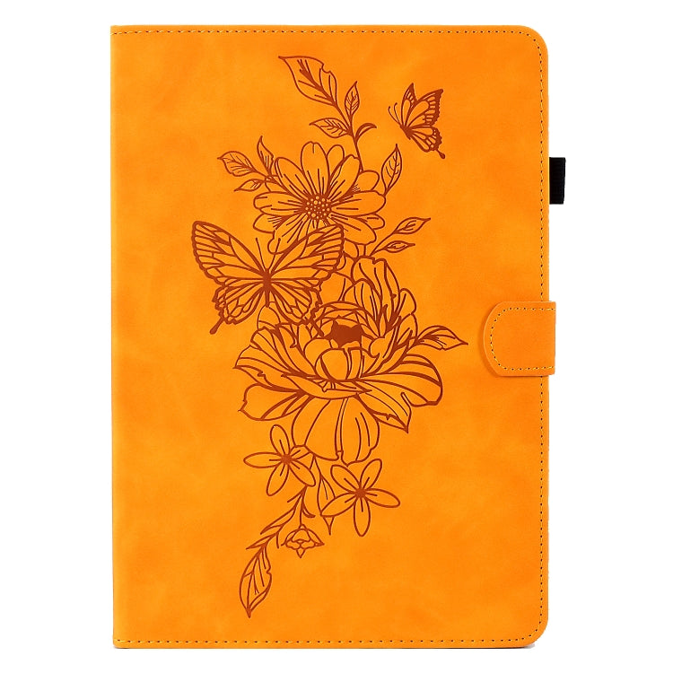 For Amazon Kindle Fire HD8 2020 Peony Butterfly Embossed Leather Smart Tablet Case(Khaki) - free shipping - PMC TechLife - Order now!