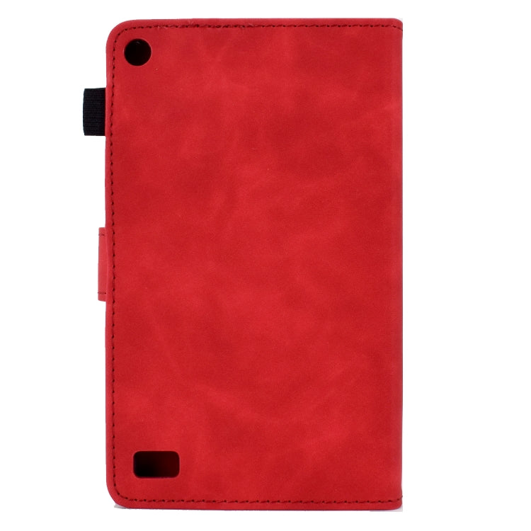 For Amazon Kindle Fire 7 2019/2017/2015 Peony Butterfly Embossed Leather Smart Tablet Case(Red) - Amazon by PMC TechLife | Online Shopping South Africa | PMC TechLife | Buy Now Pay Later Mobicred