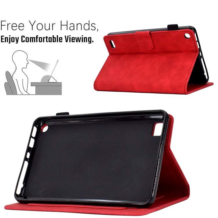 For Amazon Kindle Fire 7 2019/2017/2015 Peony Butterfly Embossed Leather Smart Tablet Case(Red) - Amazon by PMC TechLife | Online Shopping South Africa | PMC TechLife | Buy Now Pay Later Mobicred