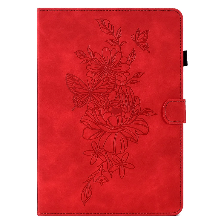 For Lenovo Tab M10 Plus Peony Butterfly Embossed Leather Smart Tablet Case(Red) - Lenovo by PMC TechLife | Online Shopping South Africa | PMC TechLife | Buy Now Pay Later Mobicred