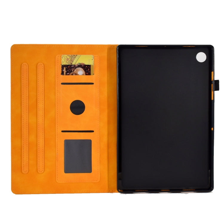 For Lenovo Tab M10 Plus 3rd Gen Peony Butterfly Embossed Leather Smart Tablet Case(Khaki) - Lenovo by PMC TechLife | Online Shopping South Africa | PMC TechLife | Buy Now Pay Later Mobicred