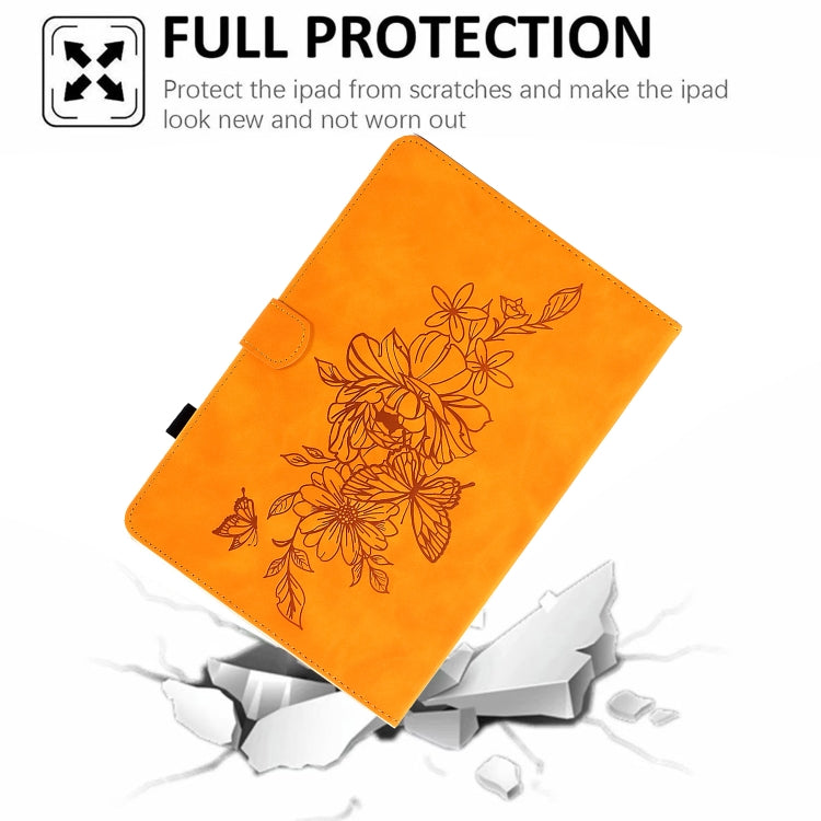 For Lenovo Tab P11 Peony Butterfly Embossed Leather Smart Tablet Case(Khaki) - Lenovo by PMC TechLife | Online Shopping South Africa | PMC TechLife | Buy Now Pay Later Mobicred