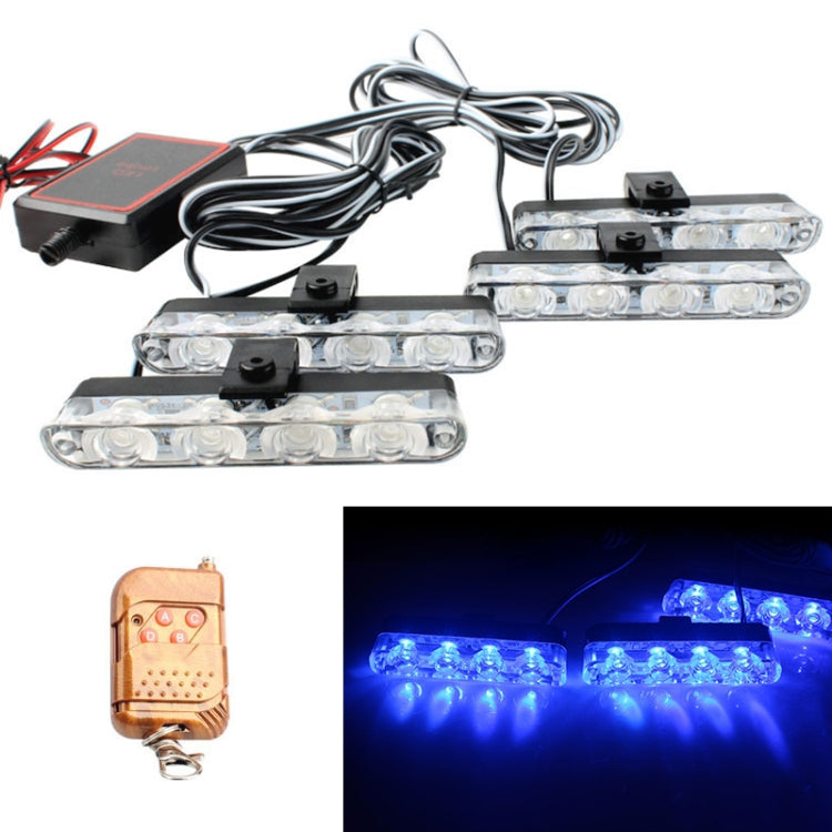 4 in 1 Car 16LEDs Grille Flash Lights Warning Lights with Wireless Remote Control(Blue) - Warning Lights by PMC TechLife | Online Shopping South Africa | PMC TechLife | Buy Now Pay Later Mobicred