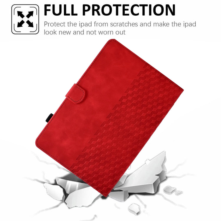 For Lenovo Tab P11 / J606F Rhombus Embossed Leather Smart Tablet Case(Red) - Lenovo by PMC TechLife | Online Shopping South Africa | PMC TechLife | Buy Now Pay Later Mobicred