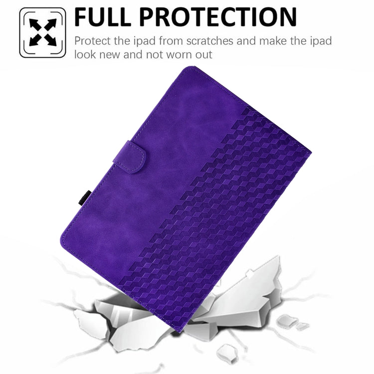 For Amazon Kindle Fire HD10 Plus 2021 Rhombus Embossed Leather Tablet Case(Purple) - free shipping - PMC TechLife - Order now!