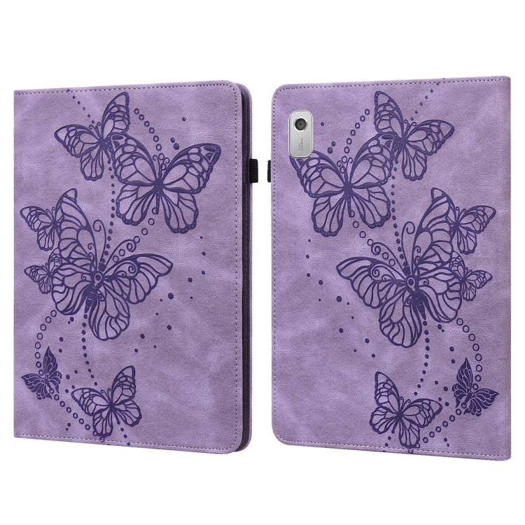 For Lenovo Tab M8 4th Gen Embossed Butterfly Pattern Leather Tablet Case(Purple) - Lenovo by PMC TechLife | Online Shopping South Africa | PMC TechLife | Buy Now Pay Later Mobicred