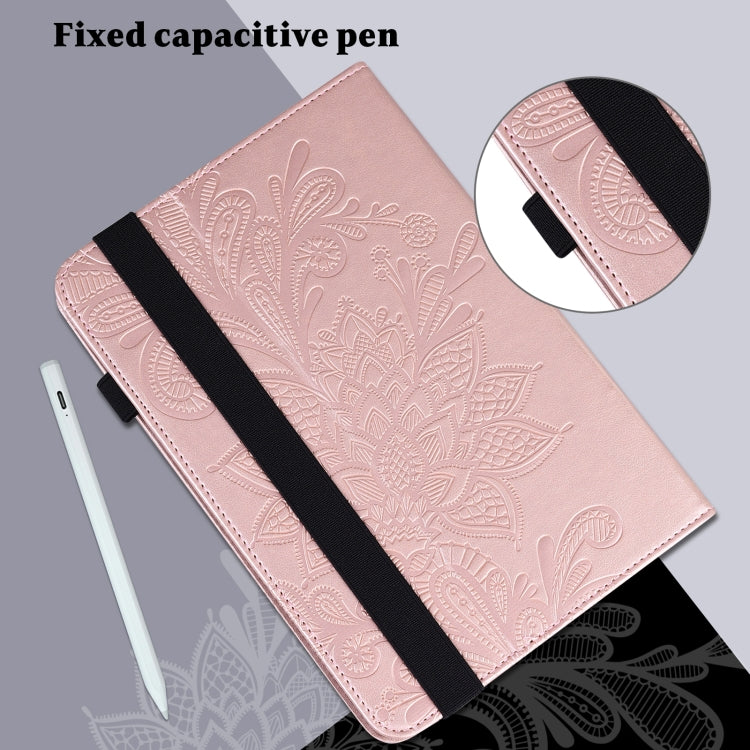 For Lenovo Tab M8 4th Gen Lace Flower Embossing Pattern Leather Tablet Case(Gold) - Lenovo by PMC TechLife | Online Shopping South Africa | PMC TechLife | Buy Now Pay Later Mobicred