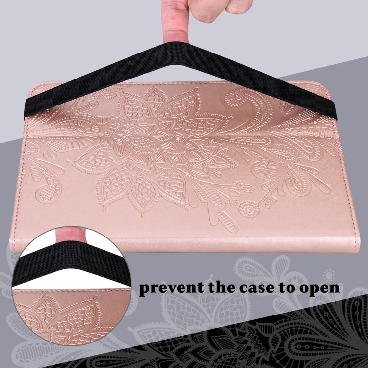 For Lenovo Tab M8 4th Gen Lace Flower Embossing Pattern Leather Tablet Case(Gold) - Lenovo by PMC TechLife | Online Shopping South Africa | PMC TechLife | Buy Now Pay Later Mobicred