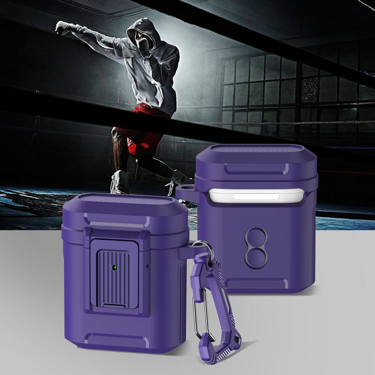 For AirPods 1 / 2 Earphone TPU + PC Protective Case(Purple) - For AirPods 1/2 by PMC Jewellery | Online Shopping South Africa | PMC Jewellery | Buy Now Pay Later Mobicred