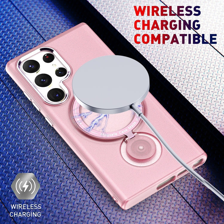 For Samsung Galaxy S23 Ultra 5G 360 Degree Rotation Holder MagSafe Magnetic Phone Case(Pink) - Galaxy S23 Ultra 5G Cases by PMC Jewellery | Online Shopping South Africa | PMC Jewellery