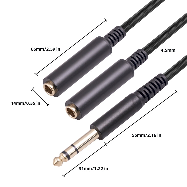 3718 6.35mm Male to Dual Female 1/4 TRS Stereo Audio Cable, Length: 30cm - Microphone Audio Cable & Connector by PMC Jewellery | Online Shopping South Africa | PMC Jewellery