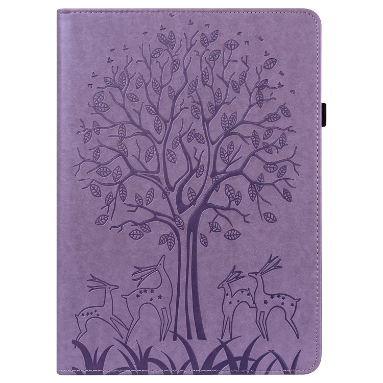 For Lenovo Tab P11 Gen 2 Tree & Deer Pattern Embossed Leather Tablet Case(Purple) - Lenovo by PMC TechLife | Online Shopping South Africa | PMC TechLife | Buy Now Pay Later Mobicred