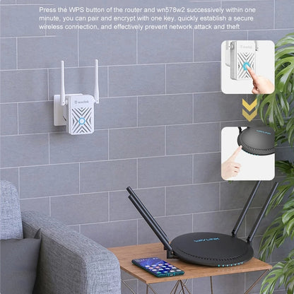 Wavlink WN578W2 300Mbps 2.4GHz WiFi Extender Repeater Home Wireless Signal Amplifier(US Plug) - Broadband Amplifiers by WAVLINK | Online Shopping South Africa | PMC Jewellery | Buy Now Pay Later Mobicred