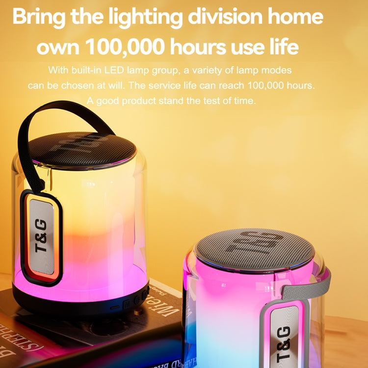 T&G TG376 360 Degree Full Screen LED Light RGB Multicolor Wireless Bluetooth Speaker Subwoofer(Grey) - free shipping - PMC Jewellery - Order now!