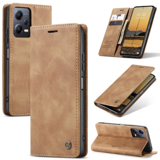 For Xiaomi Redmi Note 12 5G / Poco X5 CaseMe 013 Multifunctional Horizontal Flip Leather Phone Case(Brown) - Xiaomi Cases by CaseMe | Online Shopping South Africa | PMC Jewellery | Buy Now Pay Later Mobicred