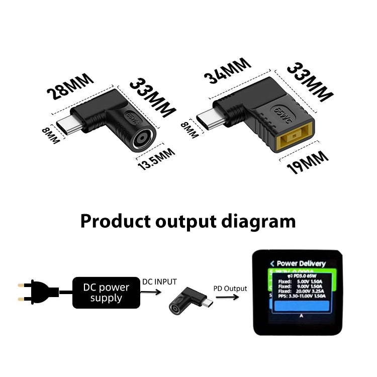 4.8x1.7mm 65W DC Input to USB-C / Type-C PD Power Adapter - Cable & Adapters by PMC Jewellery | Online Shopping South Africa | PMC Jewellery