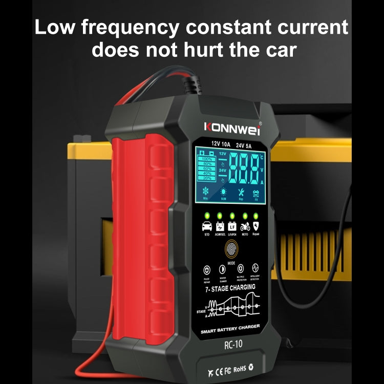 KONNWEI RC-10 2 inch Car Battery Charger Battery Pulse Repair Tool, Plug Type:EU Plug - Battery Charger by KONNWEI | Online Shopping South Africa | PMC Jewellery | Buy Now Pay Later Mobicred