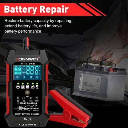 KONNWEI RC-10 2 inch Car Battery Charger Battery Pulse Repair Tool, Plug Type:EU Plug - Battery Charger by KONNWEI | Online Shopping South Africa | PMC Jewellery | Buy Now Pay Later Mobicred