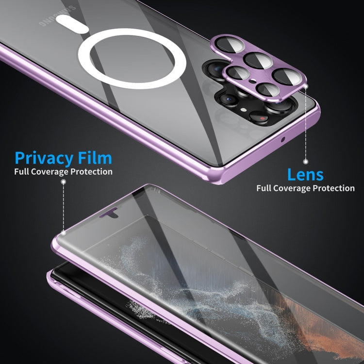 For Samsung Galaxy S21 Ultra 5G HD Full Cover Magsafe Magnetic Metal Tempered Glass Phone Case(Purple) - Galaxy S21 Ultra 5G Cases by PMC Jewellery | Online Shopping South Africa | PMC Jewellery