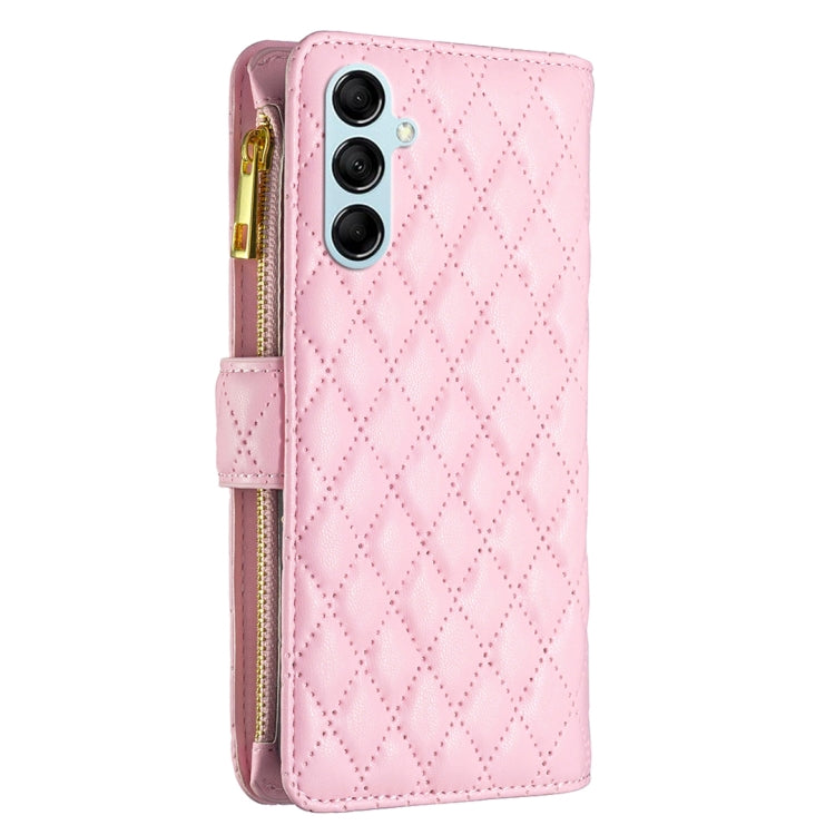 For Samsung Galaxy M14 5G Diamond Lattice Zipper Wallet Leather Flip Phone Case(Pink) - Galaxy Phone Cases by PMC Jewellery | Online Shopping South Africa | PMC Jewellery | Buy Now Pay Later Mobicred