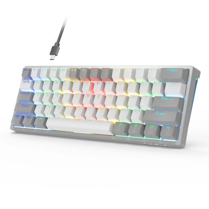 AULA F3261 Type-C Wired Hot Swappable 61 Keys RGB Mechanical Keyboard(Gray White Red Shaft) - Wired Keyboard by AULA | Online Shopping South Africa | PMC Jewellery