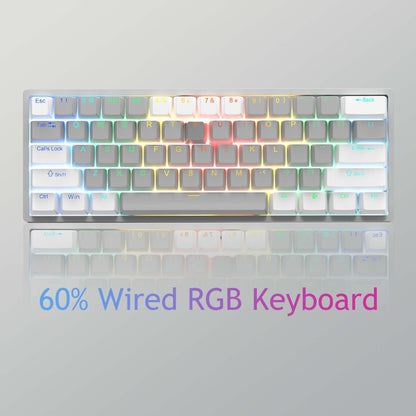 AULA F3261 Type-C Wired Hot Swappable 61 Keys RGB Mechanical Keyboard(White Grey Green Shaft) - Wired Keyboard by AULA | Online Shopping South Africa | PMC Jewellery | Buy Now Pay Later Mobicred