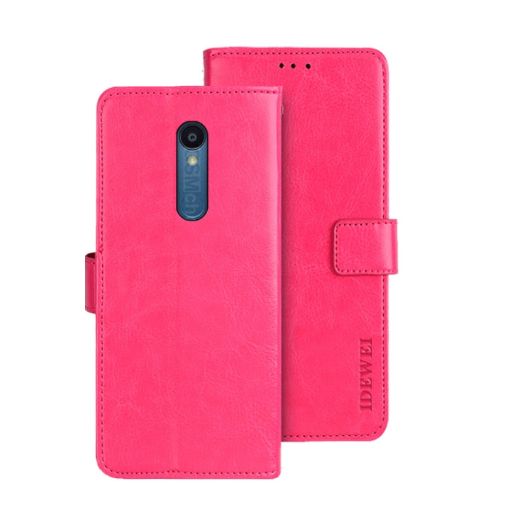 For Sharp Rouvo V idewei Crazy Horse Texture Leather Phone Case with Holder(Rose Red) - Leather Bag by idewei | Online Shopping South Africa | PMC Jewellery | Buy Now Pay Later Mobicred