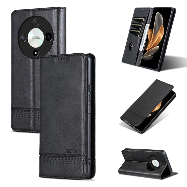 For Honor Magic6 Lite 5G/X9b AZNS Magnetic Calf Texture Flip Leather Phone Case(Black) - Honor Cases by AZNS | Online Shopping South Africa | PMC Jewellery | Buy Now Pay Later Mobicred