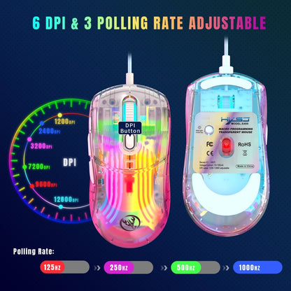 X400 7 Keys Transparent RGB Wired Gaming Mouse - Wired Mice by PMC Jewellery | Online Shopping South Africa | PMC Jewellery | Buy Now Pay Later Mobicred