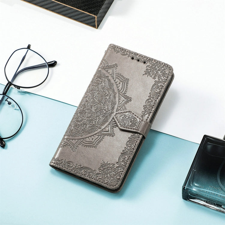 For TCL 40R Mandala Flower Embossed Leather Phone Case(Grey) - More Brand by PMC TechLife | Online Shopping South Africa | PMC TechLife | Buy Now Pay Later Mobicred