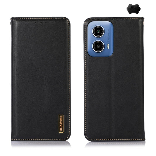 For Motorola Moto G34 KHAZNEH Nappa Top Layer Cowhide Leather Phone Case(Black) - Motorola Cases by PMC Jewellery | Online Shopping South Africa | PMC Jewellery | Buy Now Pay Later Mobicred