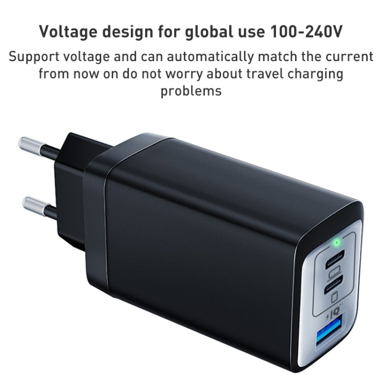 65W Dual PD USB-C / Type-C + USB 3-Port Gan Fast Charging Charger, Plug:EU Plug(Black) - free shipping - PMC Jewellery - Order now!