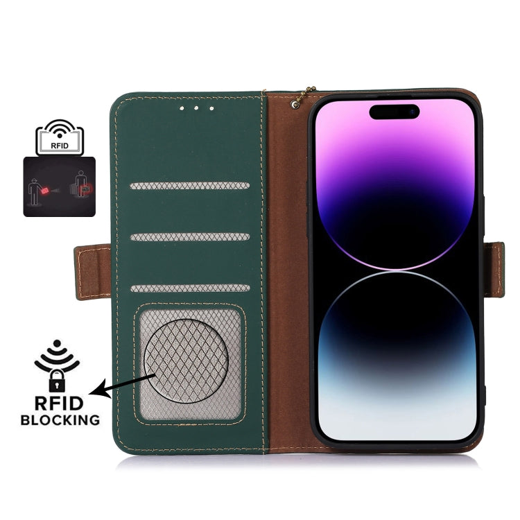 For Nokia XR21 Genuine Leather Magnetic RFID Leather Phone Case(Green) - Nokia Cases by PMC TechLife | Online Shopping South Africa | PMC TechLife | Buy Now Pay Later Mobicred
